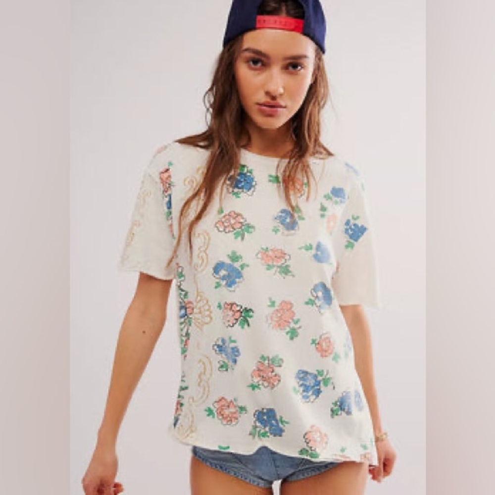 FREE PEOPLE We The Free Nina Boheme Printed Tee White - Picture 3 of 11